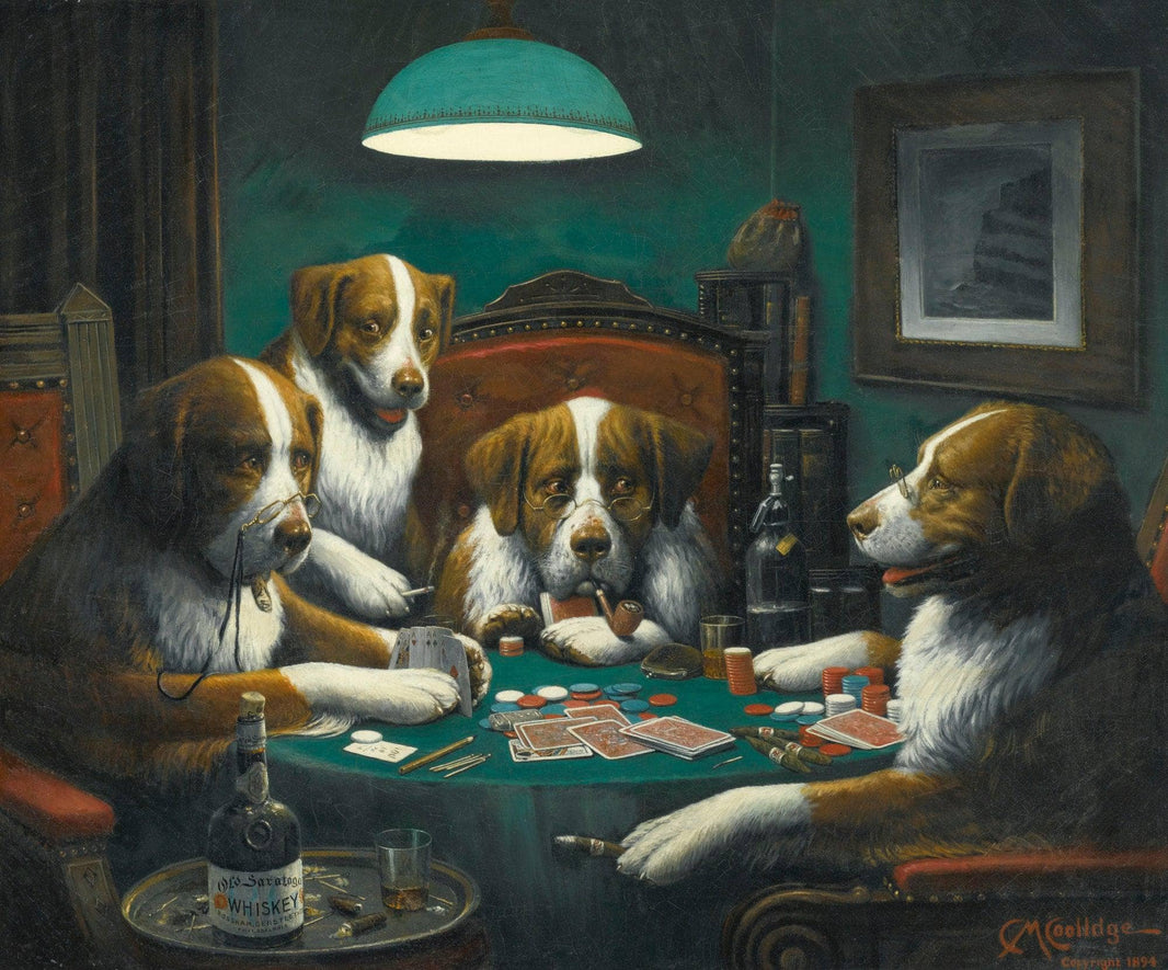 Poker Game by Cassius Marcellus Coolidge — hand-painted animal oil painting reproduction on canvas