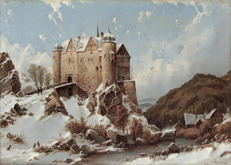 Castle Hill in Snow - Carl Julius von Leypold