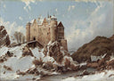 Castle Hill in Snow by Carl Julius von Leypold — mountain oil painting wall art, Romanticism