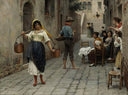 Catch of the Day by Eugene de Blaas — hand-painted architectural oil painting reproduction on canvas