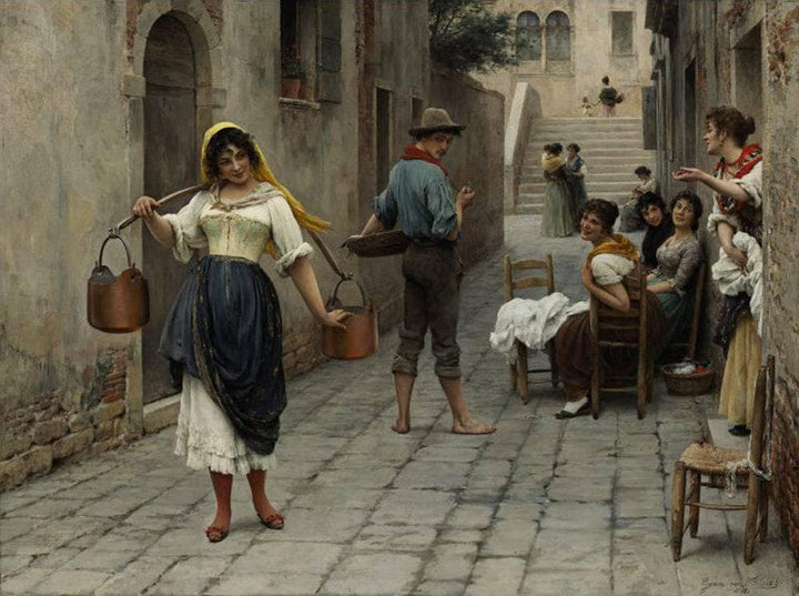 Catch of the Day by Eugene de Blaas — hand-painted architectural oil painting reproduction on canvas
