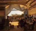 Crown Prince Ludwig in the Spanish Wine Tavern in Rome (29 February 1824) by Franz Ludwig Catel — religious oil painting wall art, Romanticism