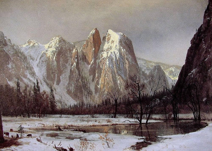 Cathedral Rock, Yosemite Valley, California by Albert Bierstadt — hand-painted botanical oil painting reproduction on canvas