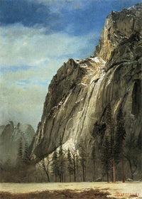 Cathedral Rocks, A Yosemite View by Albert Bierstadt — hand-painted botanical oil painting reproduction on canvas