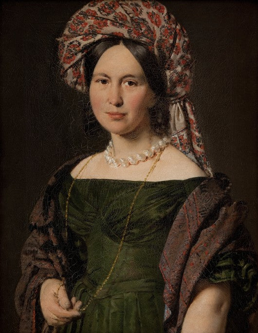 Cathrine Jensen, née Lorenzen, the Artist's Wife, Wearing a Turban - Christian Albrecht Jensen