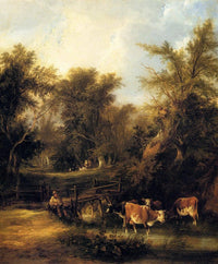 Cattle By A Stream by William Shayer — hand-painted animal oil painting reproduction on canvas