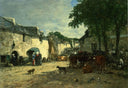 Cattle market at Daoulas, Brittany by Eugene Boudin — rural oil painting wall art, Realism