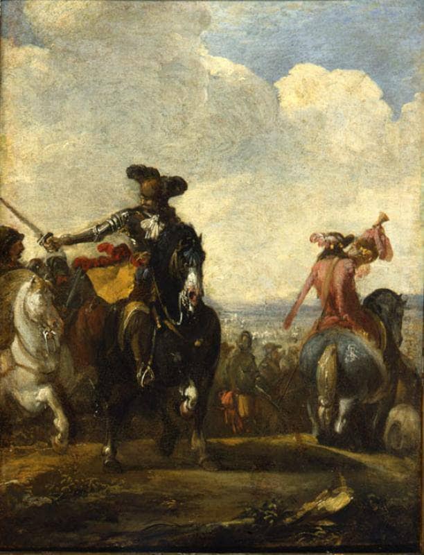 Cavalieri in Marcia by Salvator Rosa — hand-painted cultural oil painting reproduction on canvas