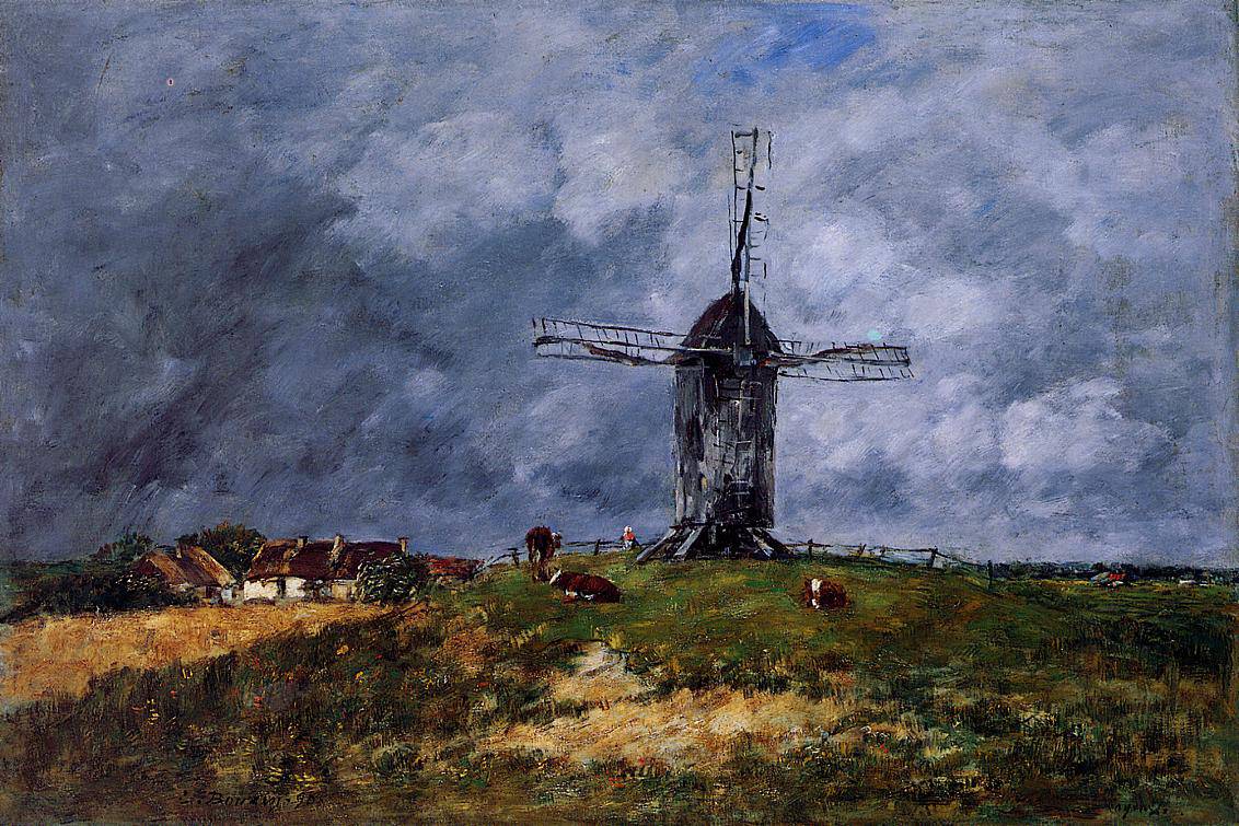 Cayeux, Windmill in the Countryside, Morning - Eugene Boudin