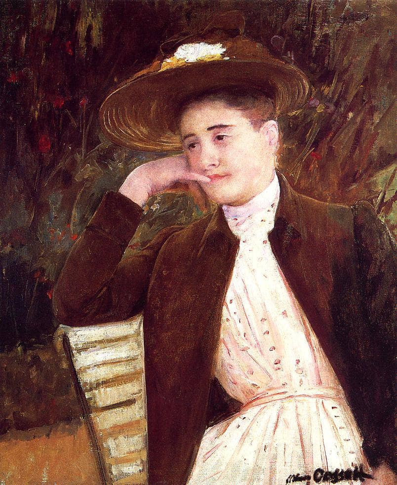 Celeste in a Brown Hat by Mary Cassatt — hand-painted portrait oil painting reproduction on canvas