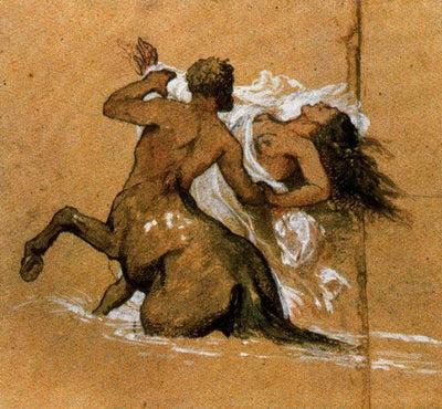 Centaur and nymph in entryway