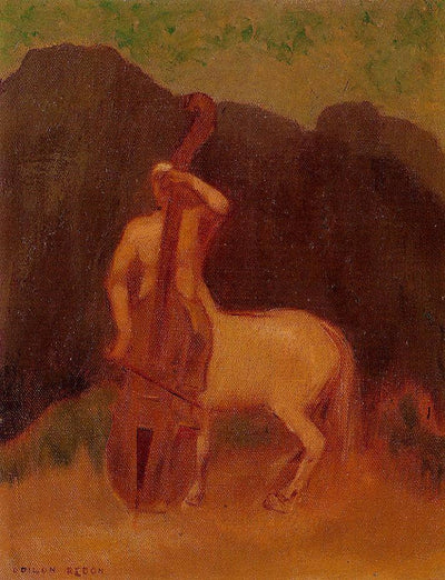 Centaur with Cello in kitchen