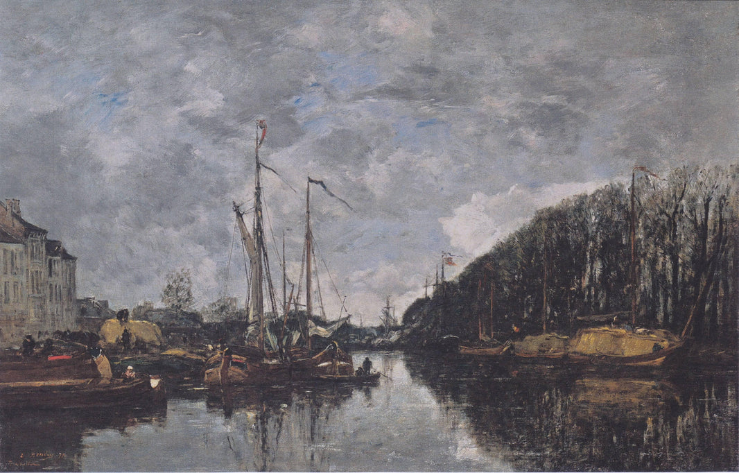 Channel at Allèe Verte in Brussels by Eugene Boudin — hand-painted landscape oil painting reproduction on canvas