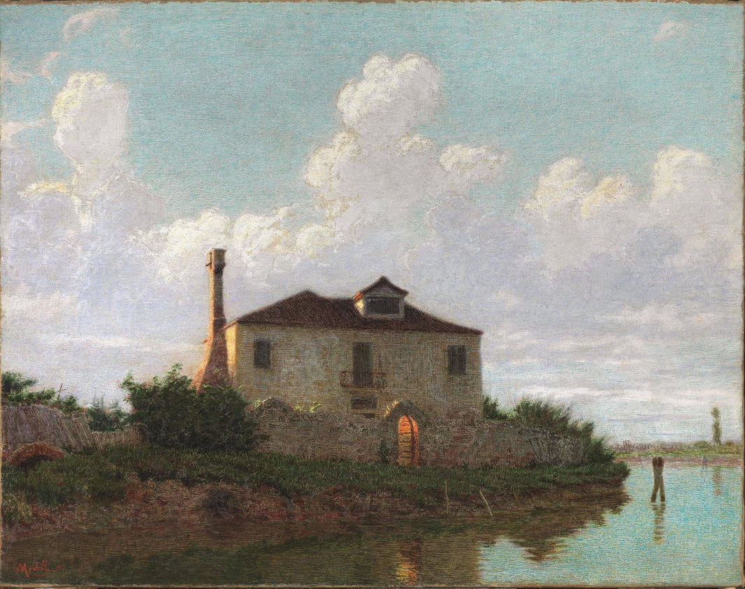 Channel in Mazzorbo by Angelo Morbelli — hand-painted landscape oil painting reproduction on canvas