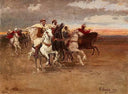 Charging cavaliers by Gustavo Simoni — hand-painted animal oil painting reproduction on canvas