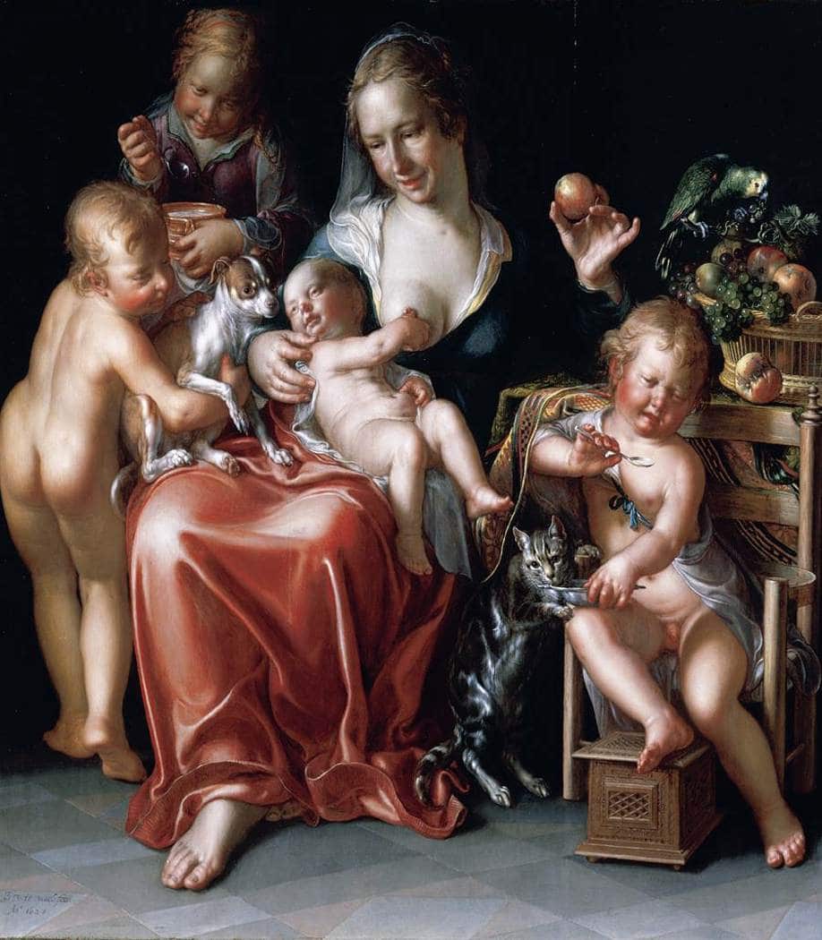 Charity by Joachim Wtewael — hand-painted cultural oil painting reproduction on canvas