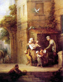 Charity relieving Distress by Thomas Gainsborough — group oil painting wall art, Rococo