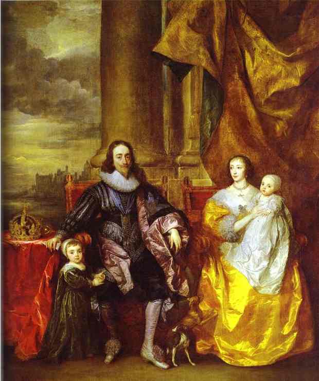 Charles I and Queen Henrietta Maria with Charles, Prince of Wales and Princess Mary by Anthony van Dyck — hand-painted cultural oil painting reproduction on canvas