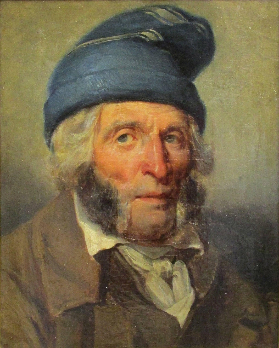 Portrait of man in blue cap by Nicolas Toussaint Charlet — hand-painted portrait oil painting reproduction on canvas