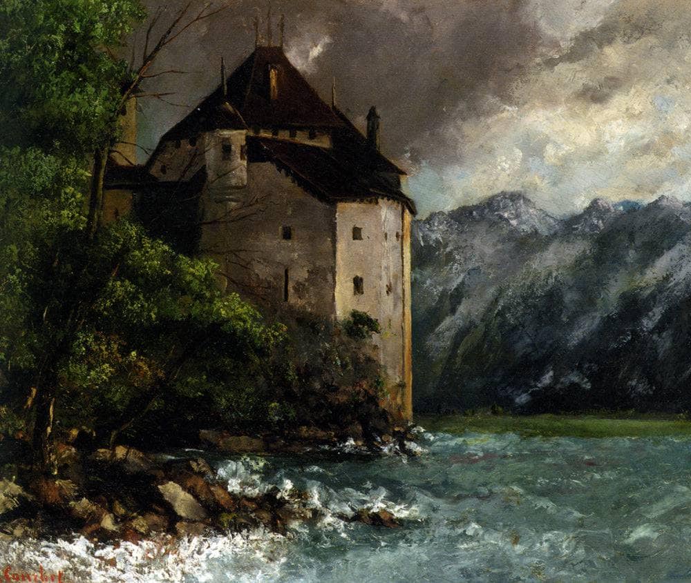 Chateau de Chillon by Gustave Courbet — hand-painted architectural oil painting reproduction on canvas