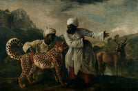 Cheetah with Two Indian Servants and a Stag by George Stubbs — hand-painted animal oil painting reproduction on canvas