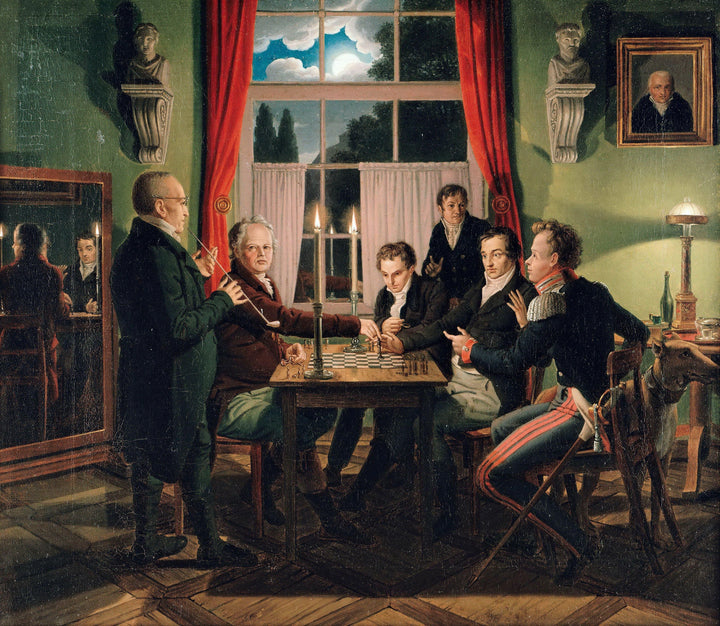 Chess Game by Johann Erdmann Hummel — hand-painted portrait oil painting reproduction on canvas