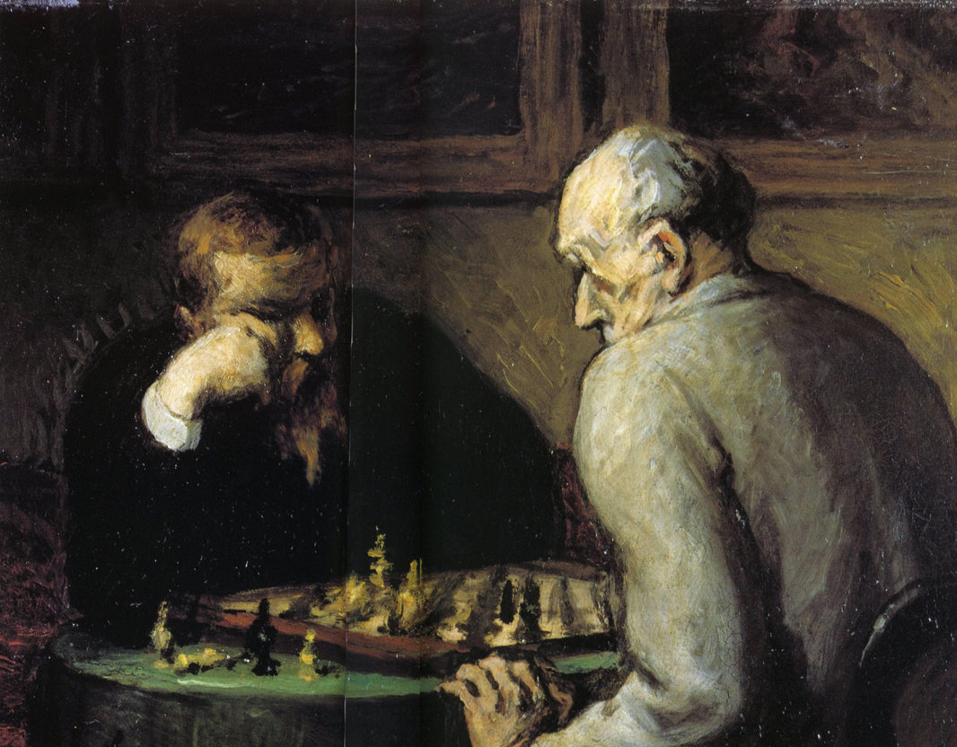 Chess-Players by Honore Daumier — hand-painted portrait oil painting reproduction on canvas