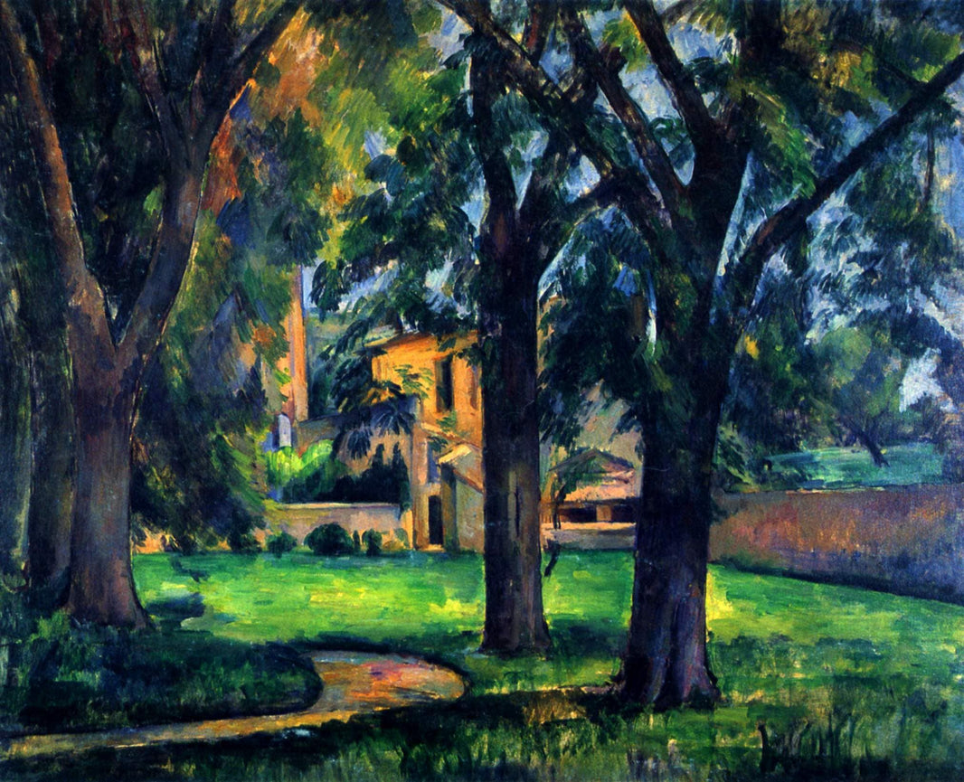 Chestnut Tree and Farm by Paul Cezanne — hand-painted botanical oil painting reproduction on canvas