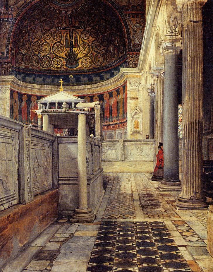 Chiesa San Clemente by Sir Lawrence Alma-Tadema — hand-painted architectural oil painting reproduction on canvas