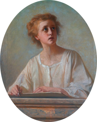 Child at a Writing Desk by Alexandre Antigna — oil painting reproduction