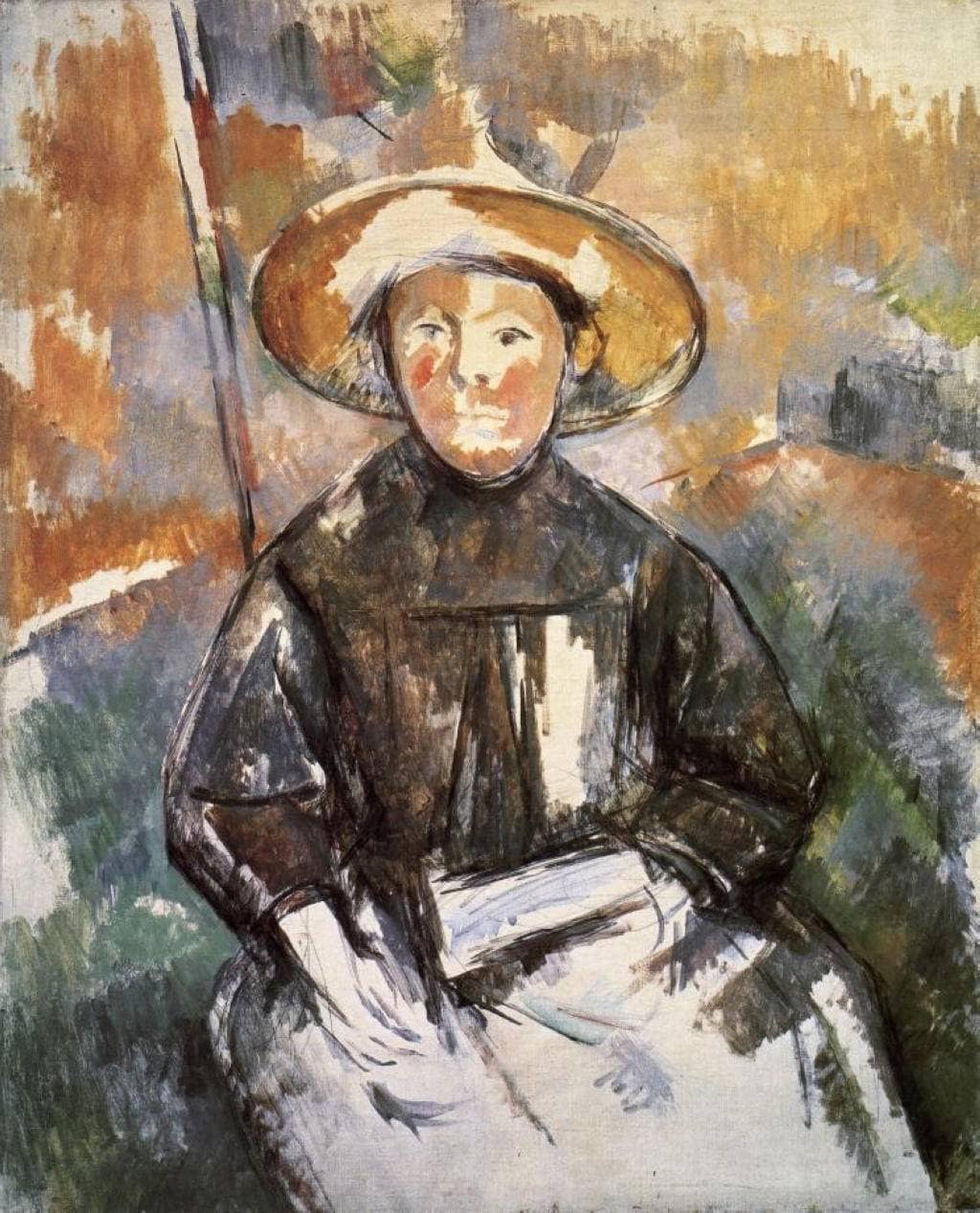 Child in a Straw Hat by Paul Cezanne — hand-painted portrait oil painting reproduction on canvas