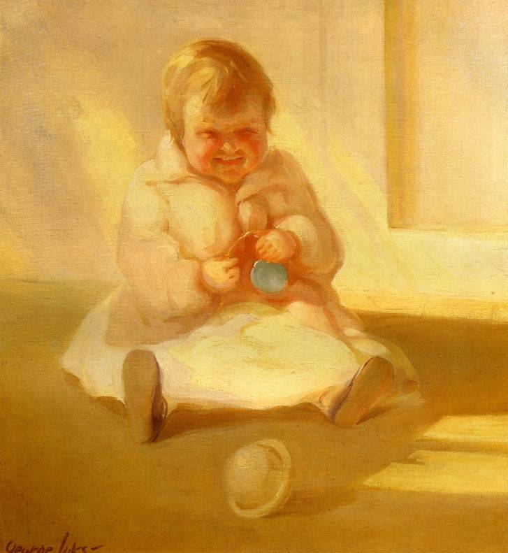 Child with a Toy by George Luks, hand-painted portrait oil painting reproduction on canvas
