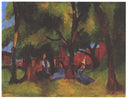 Children and sunny trees by August Macke — hand-painted architectural oil painting reproduction on canvas
