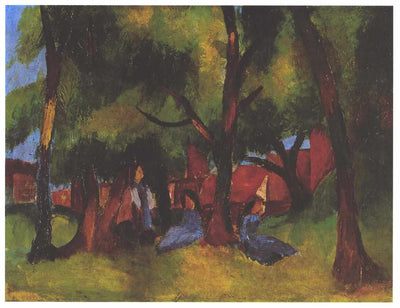 Children and sunny trees by August Macke — oil painting reproduction