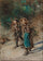 Children collecting brushwood in entryway