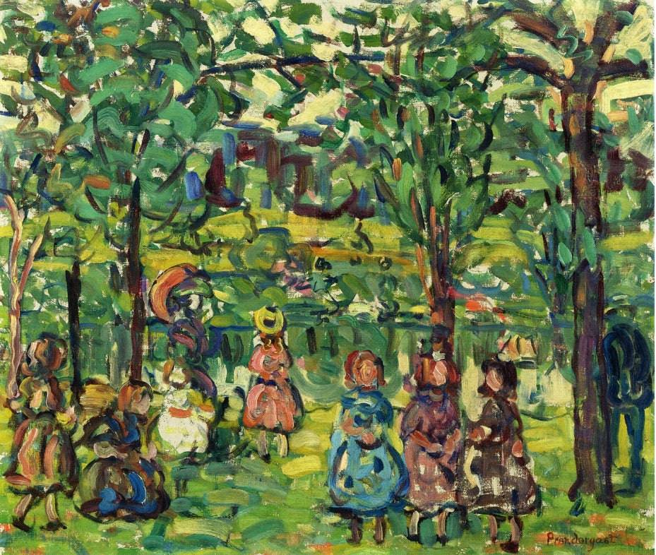 Children in the Park by Maurice Prendergast, hand-painted botanical oil painting reproduction on canvas