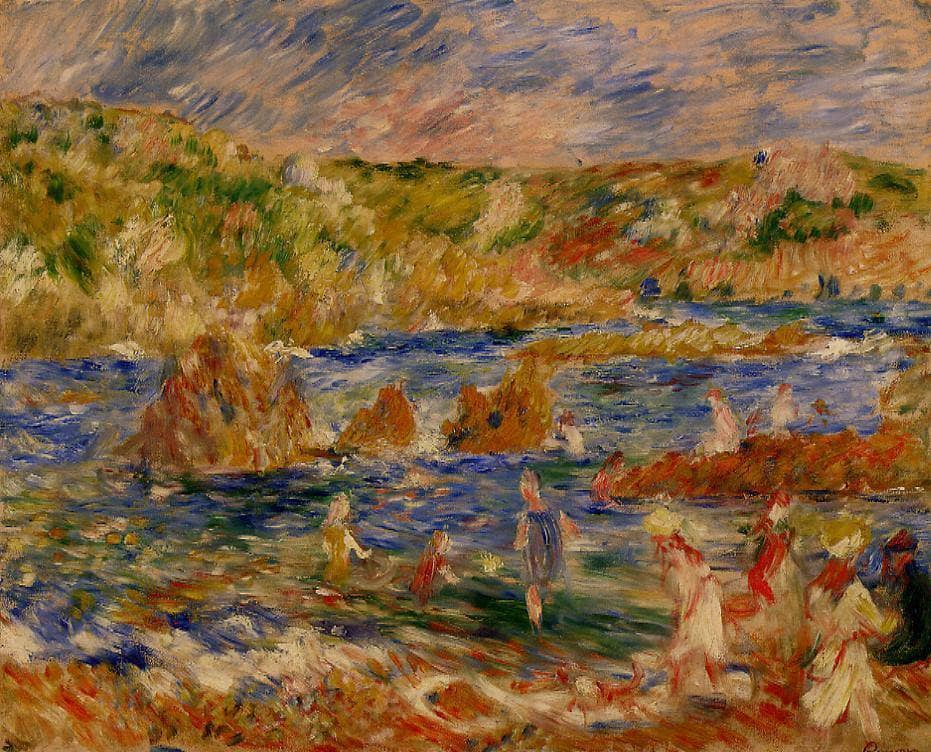 Children on the Beach at Guernsey by Pierre-Auguste Renoir — hand-painted landscape oil painting reproduction on canvas