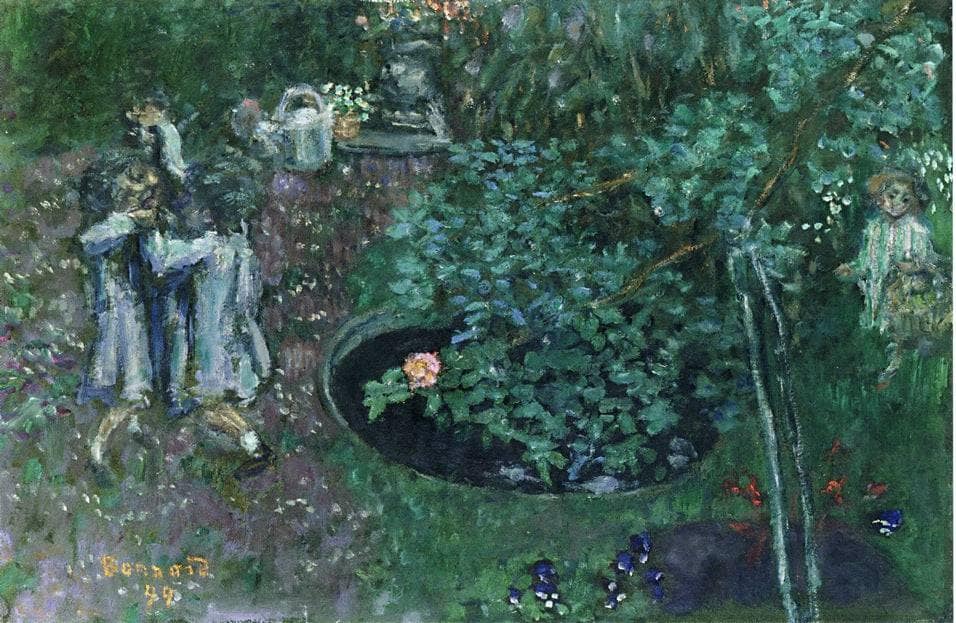 Children Playing in a Garden by Pierre Bonnard — hand-painted botanical oil painting reproduction on canvas