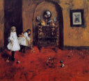 Children Playing Parlor Croquet (sketch) by William Merritt Chase — hand-painted portrait oil painting reproduction on canvas