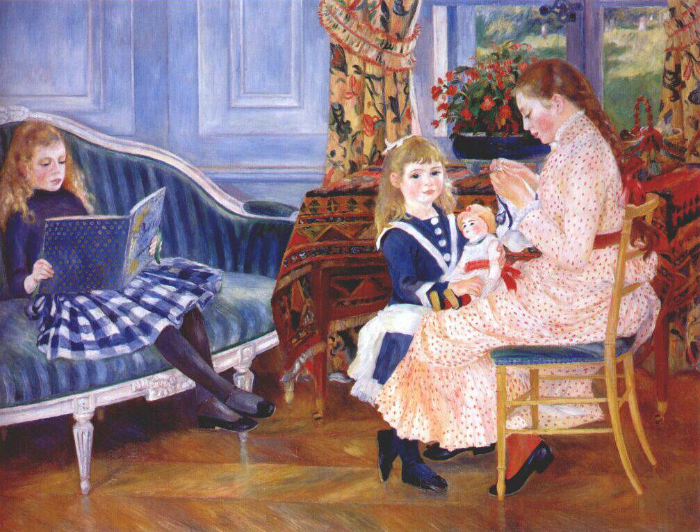 Children`s Afternoon at Wargemont (Marguerite) by Pierre-Auguste Renoir — hand-painted portrait oil painting reproduction on canvas