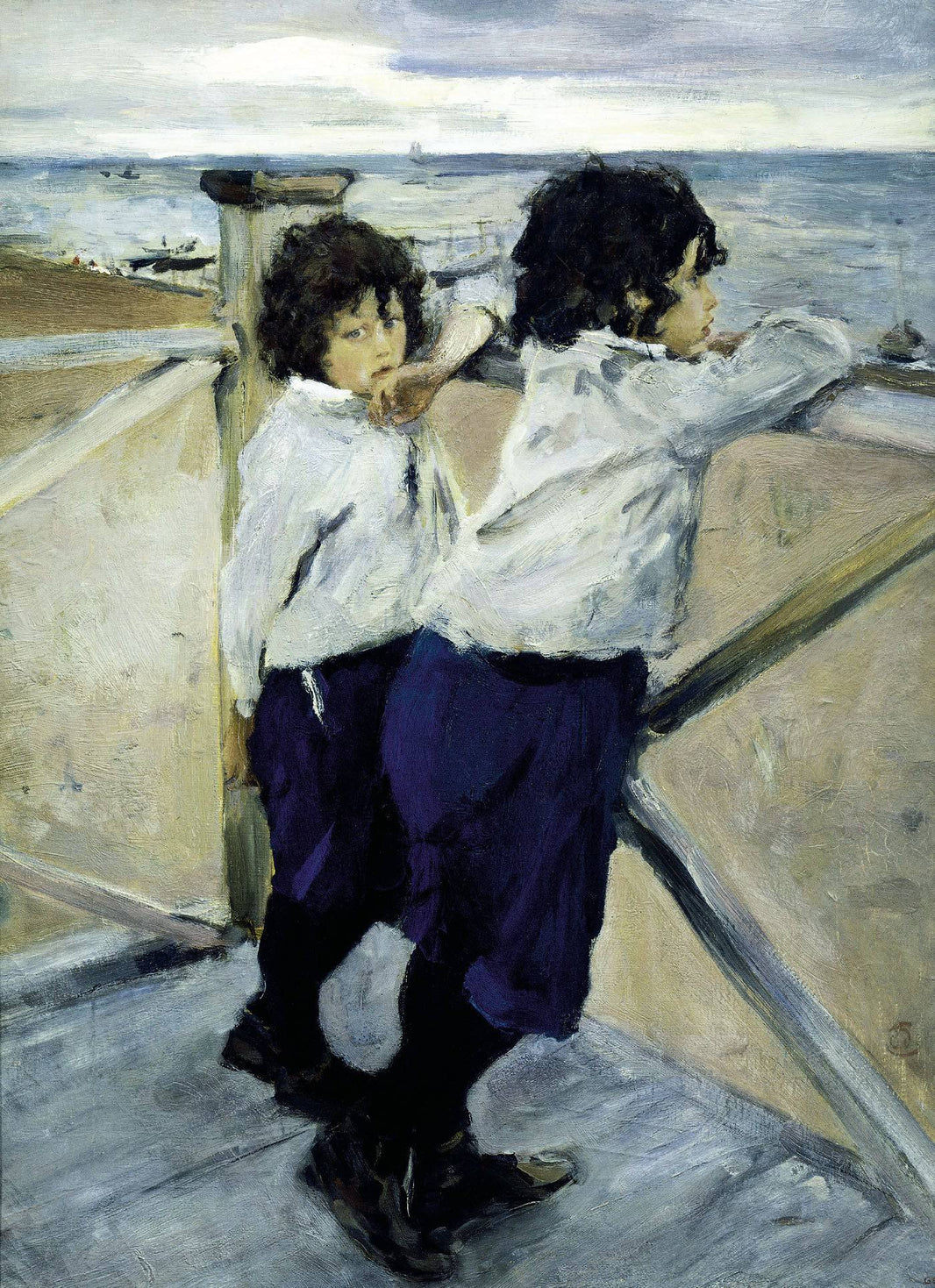Children. Sasha and Yura Serov by Valentin Serov — hand-painted landscape oil painting reproduction on canvas