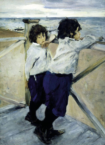 Children. Sasha and Yura Serov in kitchen