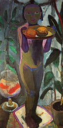 Children with goldfish bowl by Paula Modersohn-Becker, flower oil painting wall art, Expressionism
