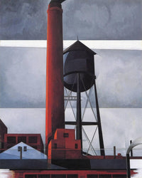 Chimney and Water Tower by Charles Demuth — hand-painted architectural oil painting reproduction on canvas