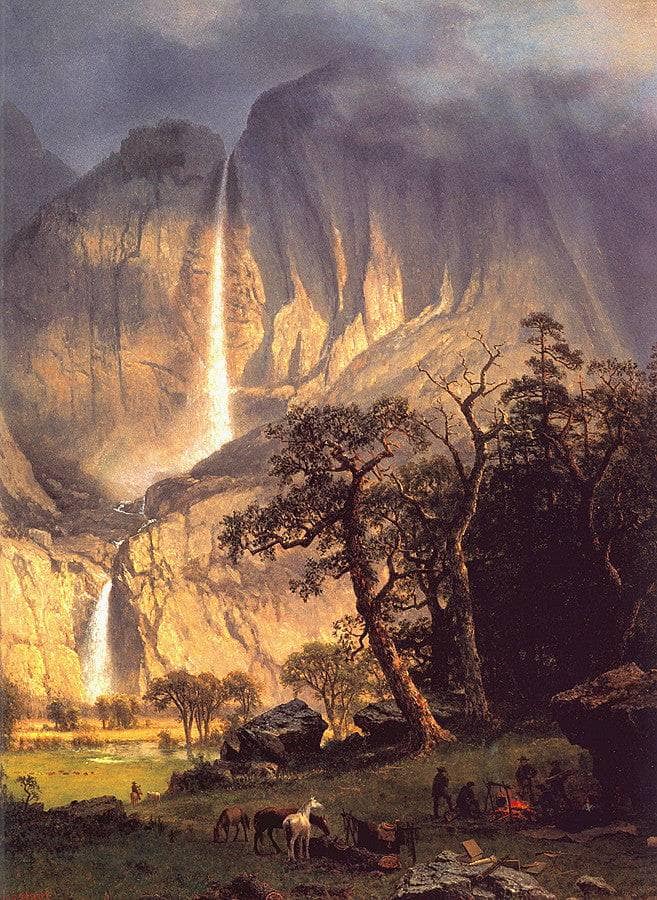 Cho-looke, the Yosemite Fall by Albert Bierstadt — hand-painted animal oil painting reproduction on canvas