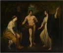 Choice of Hercules between Virtue and Pleasure by Benjamin West — hand-painted cultural oil painting reproduction on canvas