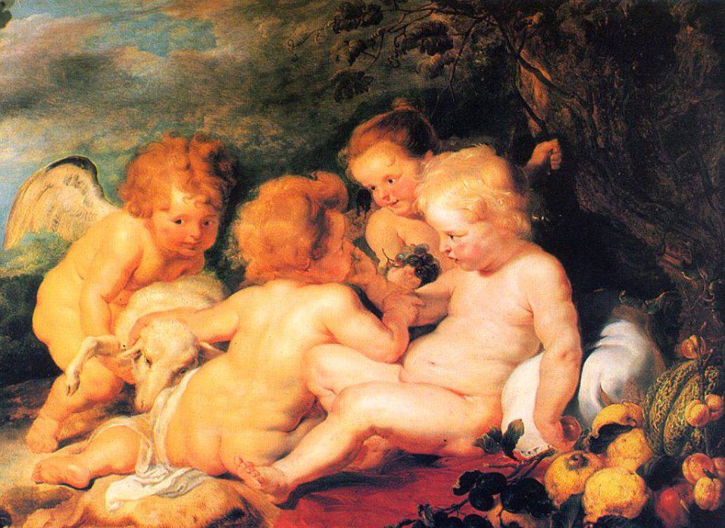 Christ and St. John with Angels by Peter Paul Rubens — hand-painted cultural oil painting reproduction on canvas