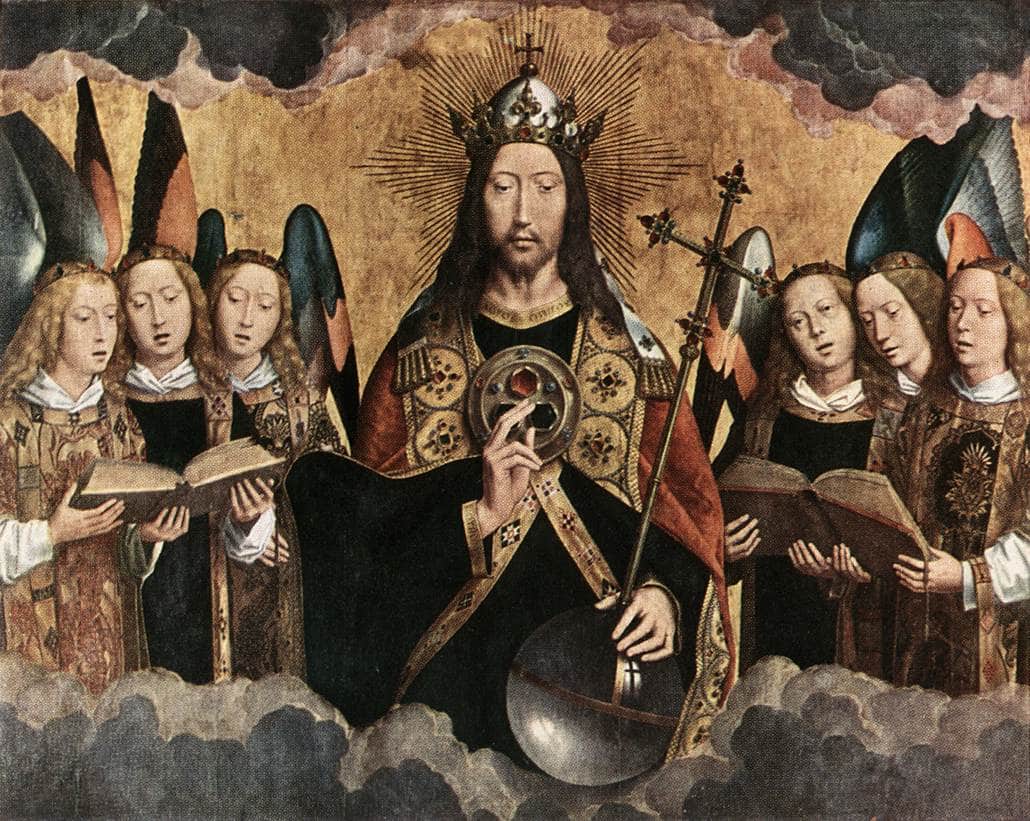 Christ Blessing, central panel from a triptych from the Church of Santa Maria la Real, Najera - Hans Memling