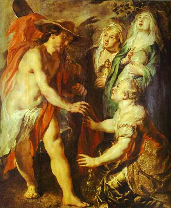 Christ Comes as a Gardener to Three Marys by Jacob Jordaens — hand-painted cultural oil painting reproduction on canvas