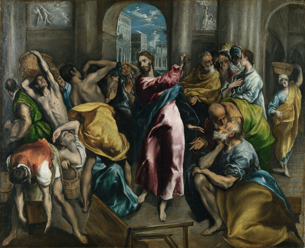 Christ driving the Traders from the Temple by El Greco — hand-painted animal oil painting reproduction on canvas
